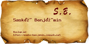 Saskó Benjámin névjegykártya