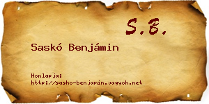 Saskó Benjámin névjegykártya